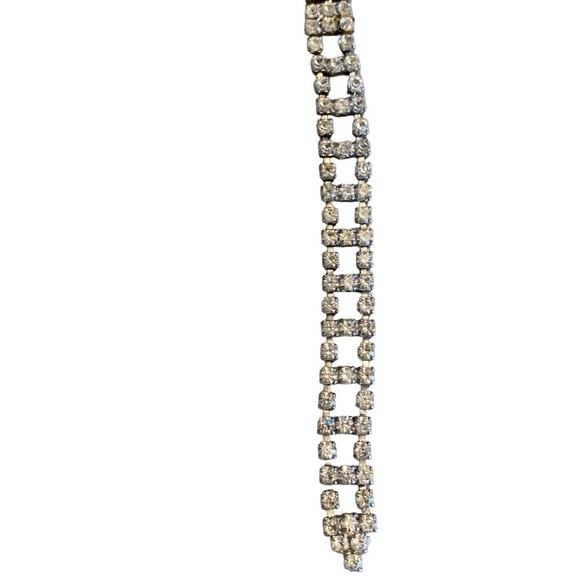 Vintage Silver Tone Sparkling Prong Set Rhinestone Bling Belt 32" x 1/2" Glam - Picture 8 of 10